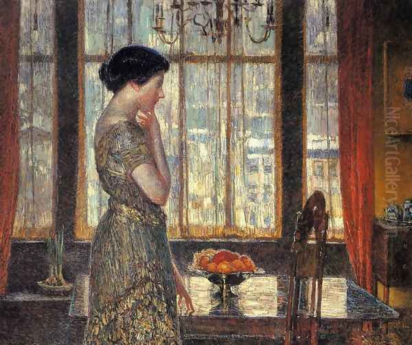 New York Winter Window Oil Painting by Childe Hassam