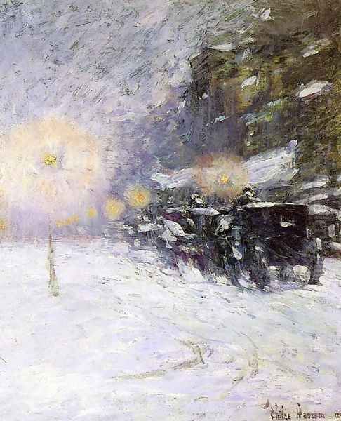 Winter Midnight Oil Painting by Childe Hassam