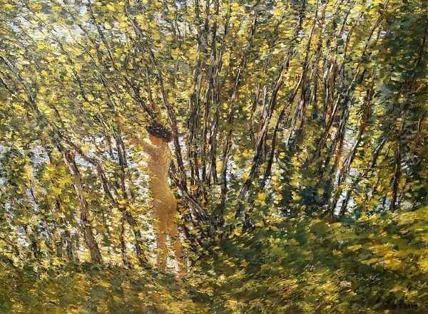 Nude in Sunlilt Wood Oil Painting by Childe Hassam