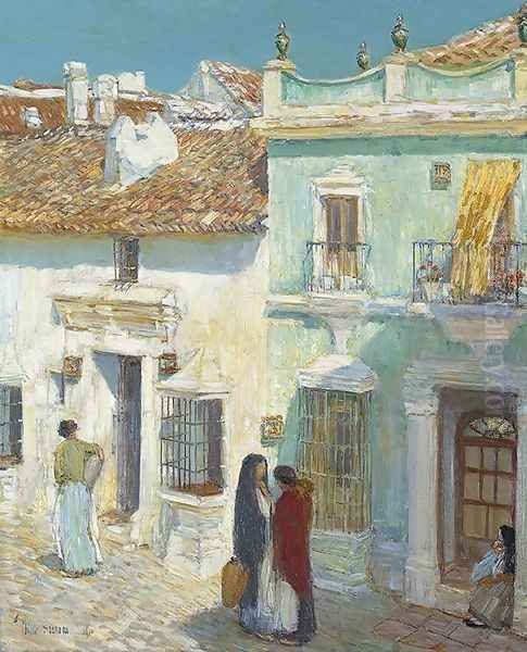 Plaza de la Merced, Ronda Oil Painting by Childe Hassam