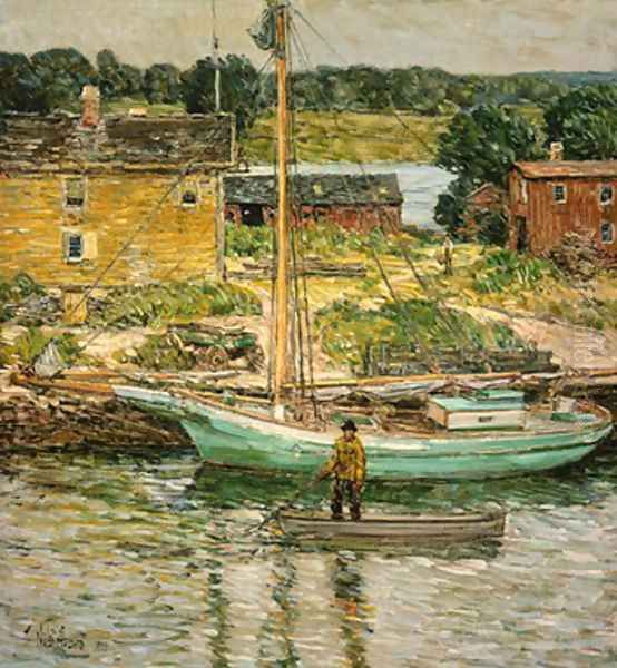 Oyster Sloop Oil Painting by Childe Hassam