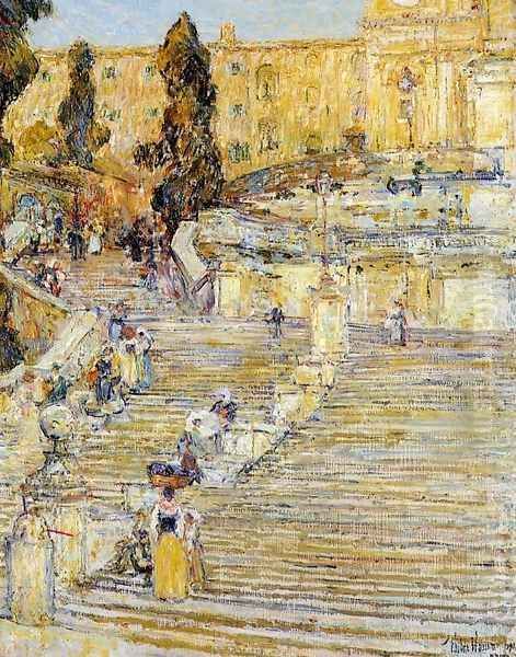 The Spanish Steps, Rome Oil Painting by Childe Hassam