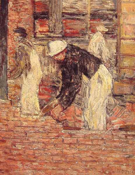 Bricklayers Oil Painting by Childe Hassam