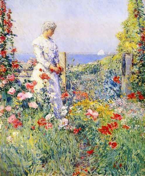 In the Garden Oil Painting by Childe Hassam