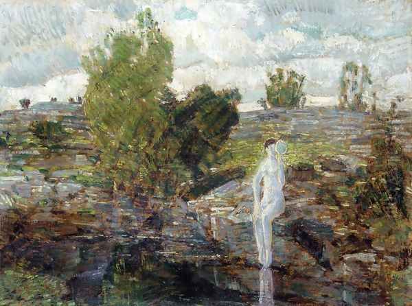 The Quarry Pool, Folly Cove, Cape Ann Oil Painting by Childe Hassam