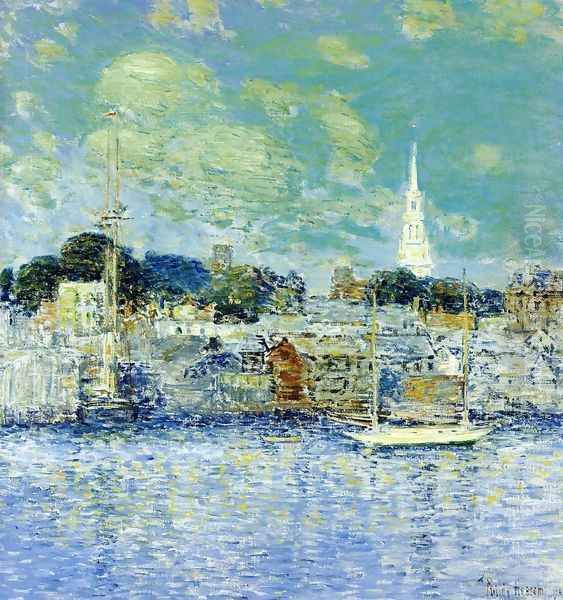 Newport Waterfront Oil Painting by Childe Hassam