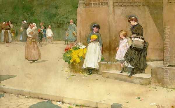 The Flower Seller Oil Painting by Childe Hassam