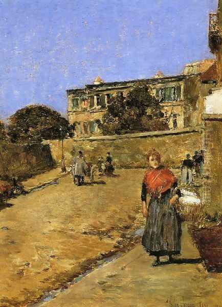 Street Scene, Montmartre Oil Painting by Childe Hassam