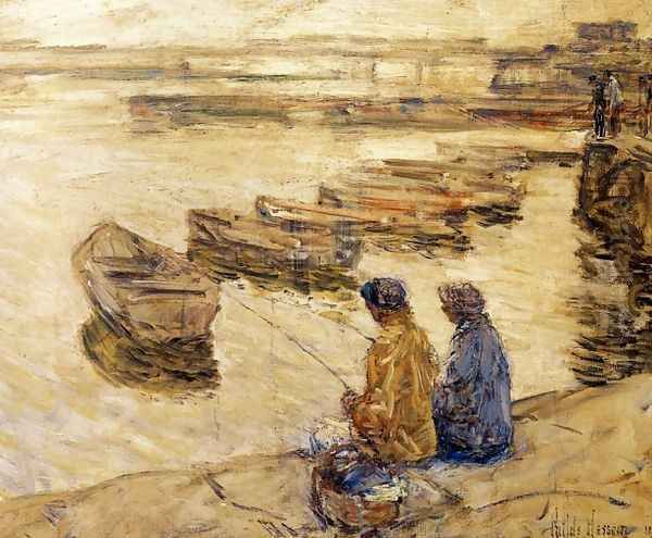 Fishing Oil Painting by Childe Hassam