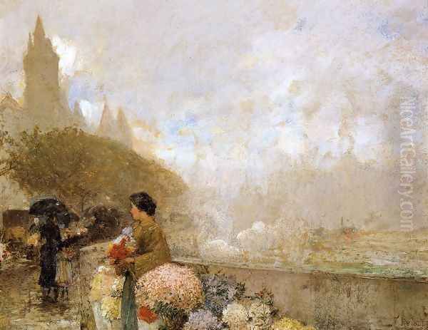 Flower Girl by the Seine, Paris Oil Painting by Childe Hassam