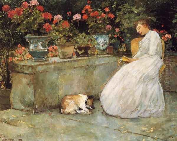 Reading Oil Painting by Childe Hassam