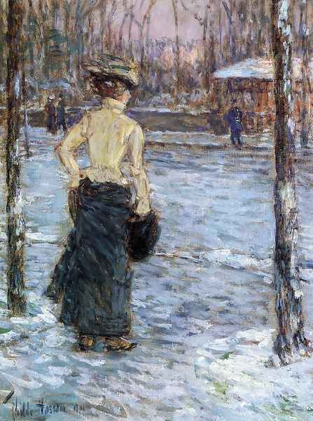 Winter, Central Park Oil Painting by Childe Hassam