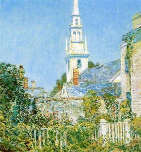 White Church at Newport Oil Painting by Childe Hassam