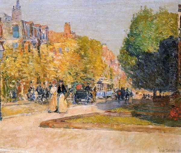 Marlborough Street, Boston Oil Painting by Childe Hassam