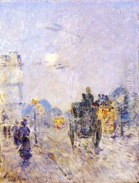 Nocturne, Hyde Park Corner Oil Painting by Childe Hassam