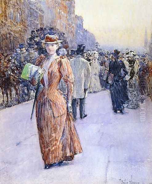 New York Street Scene Oil Painting by Childe Hassam