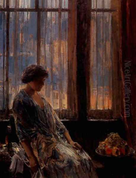 New York Window Oil Painting by Childe Hassam