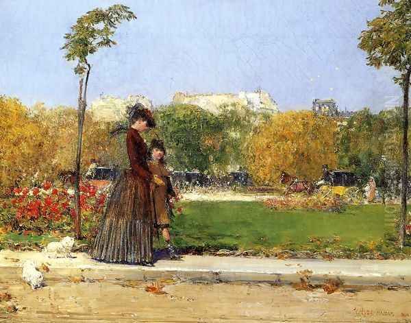 In the Park, Paris Oil Painting by Childe Hassam