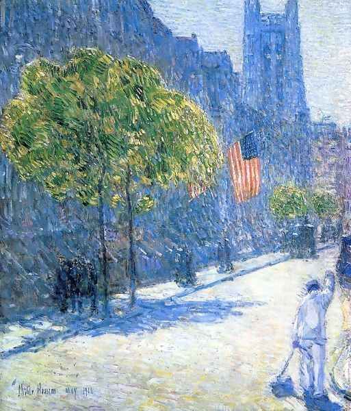 Just Off the Avenue, Fifty-Third Stret, May, 1916 Oil Painting by Childe Hassam