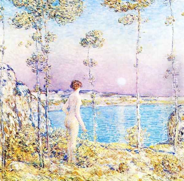 Moonrise at Sunset 2 Oil Painting by Childe Hassam