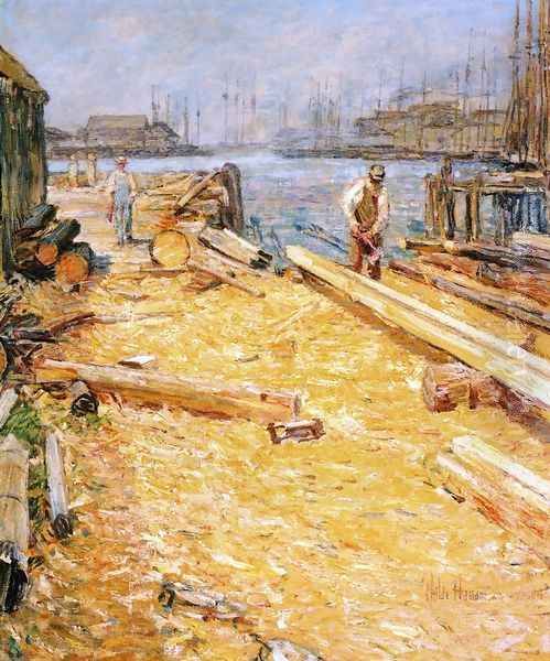 Sparyard, Inner Harbor, Gloucester Oil Painting by Childe Hassam