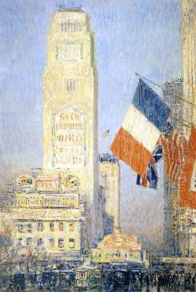 The New York Bouquet, West Forty-Second Street Oil Painting by Childe Hassam