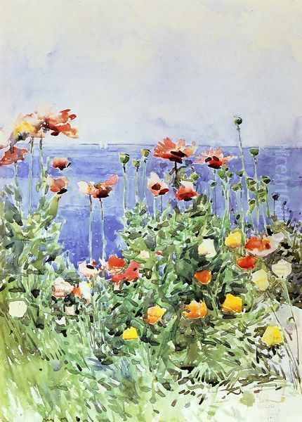 Poppies, Isles of Shoals 2 Oil Painting by Childe Hassam