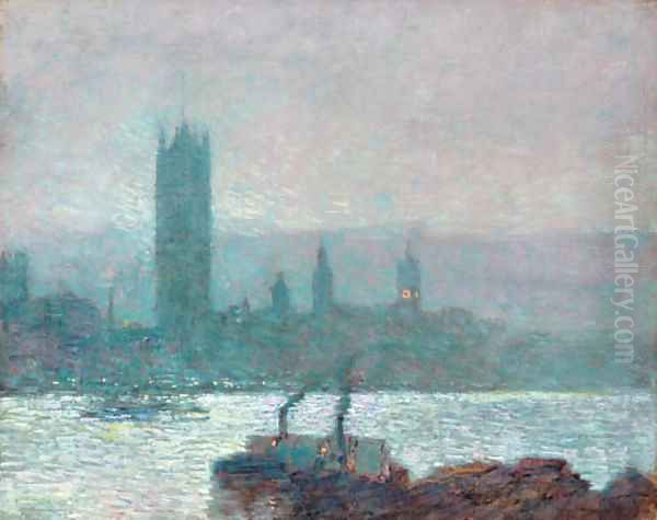 Houses of Parliament, Early Evening 2 Oil Painting by Childe Hassam