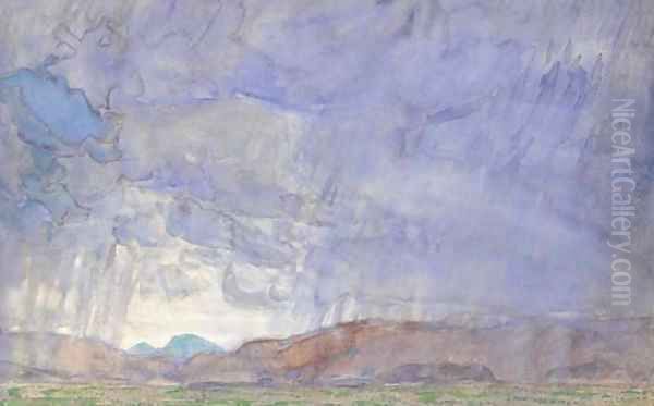 Thunderstorm on the Oregon Trail Oil Painting by Childe Hassam