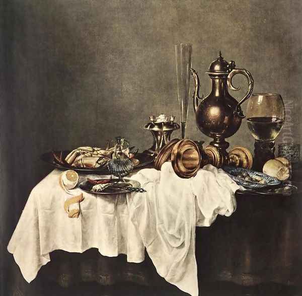 Breakfast of Crab 1648 Oil Painting by Willem Claesz. Heda