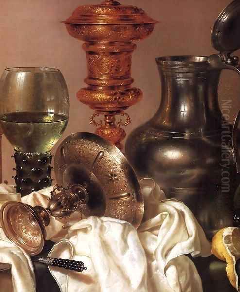 Still life with Gilt Goblet (detail) 1635 Oil Painting by Willem Claesz. Heda