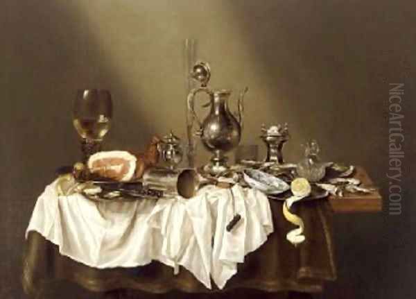 Banquet Piece with Ham 1656 Oil Painting by Willem Claesz. Heda