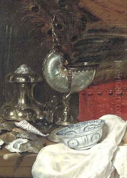 A nautilus cup with a silver salt Oil Painting by Willem Claesz. Heda