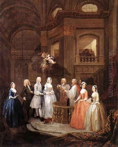 The Marriage of Stephen Beckingham and Mary Cox c. 1729 Oil Painting by William Hogarth