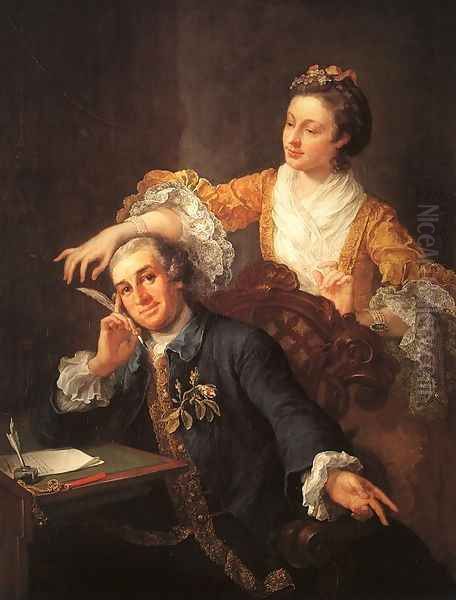 David Garrick & his Wife 1757 Oil Painting by William Hogarth