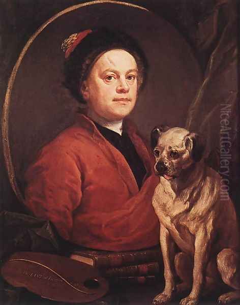 The Painter and his Pug 1745 Oil Painting by William Hogarth