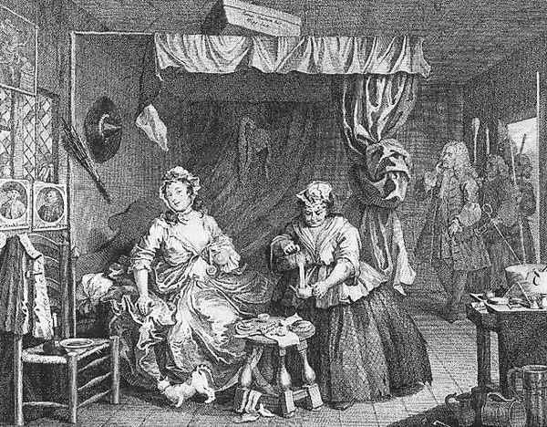 A Harlot's Progress, plate 3 of 6 Oil Painting by William Hogarth