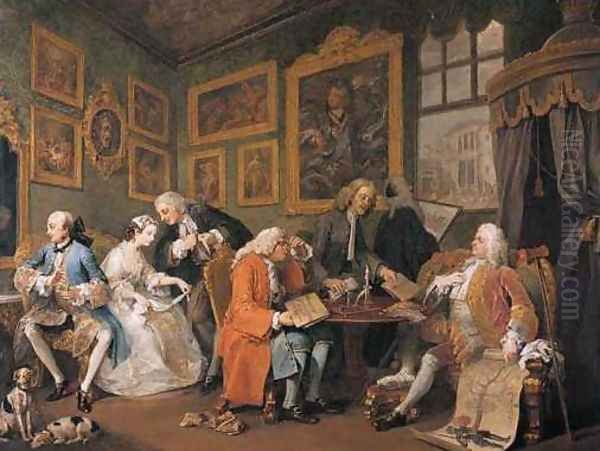 The Contract Oil Painting by William Hogarth