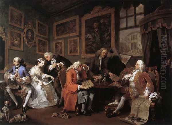 Marriage à la Mode: 1. The Marriage Settlement Oil Painting by William Hogarth