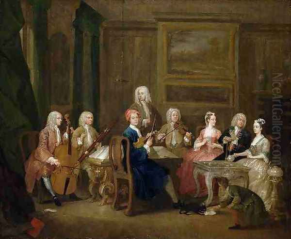 A Musical Party the Mathias Family Oil Painting by William Hogarth