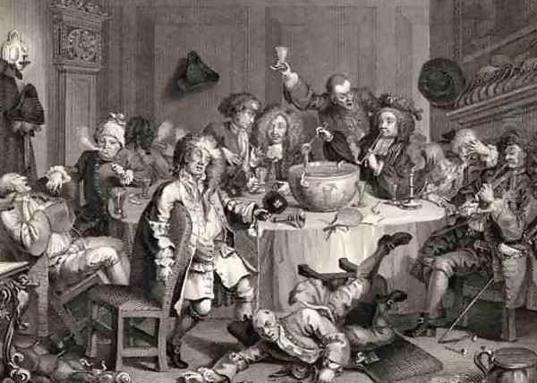 A Midnight Modern Conversation from The Works of William Hogarth Oil Painting by William Hogarth