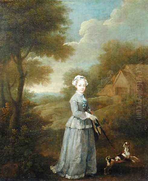 Miss Wood with her Dog Oil Painting by William Hogarth