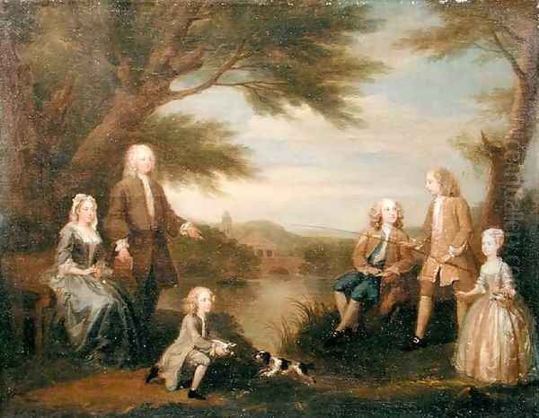 John and Elizabeth Jeffreys and their Children Oil Painting by William Hogarth