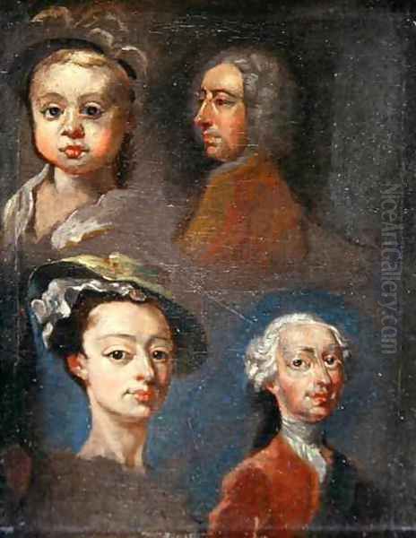 Study of Heads Oil Painting by William Hogarth