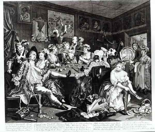 The Orgy plate III from A Rakes Progress Oil Painting by William Hogarth