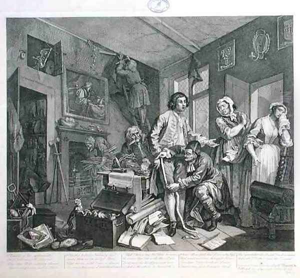 The Young Heir Takes Possession of the Misers Effects plate I from A Rakes Progress 2 Oil Painting by William Hogarth