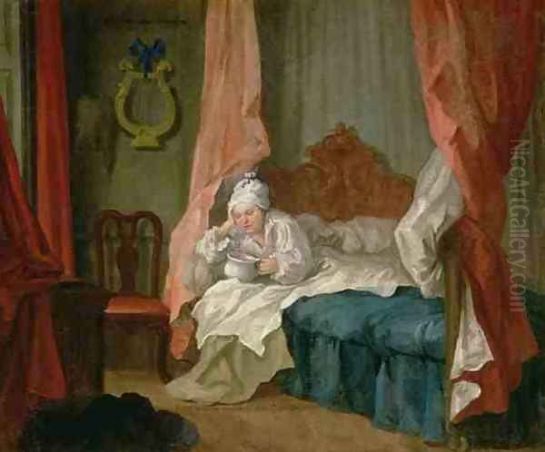 Francis Matthew Schutz in his Bed Oil Painting by William Hogarth