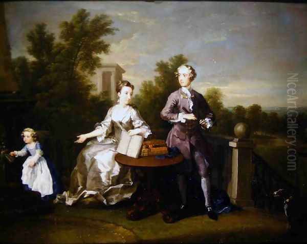 The Edwards Hamilton Family on their Terrace in Kensington Oil Painting by William Hogarth