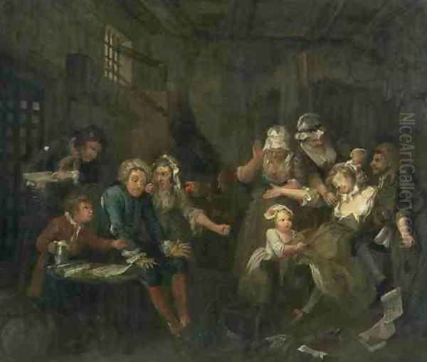 A Rakes Progress VII The Rake in Prison Oil Painting by William Hogarth