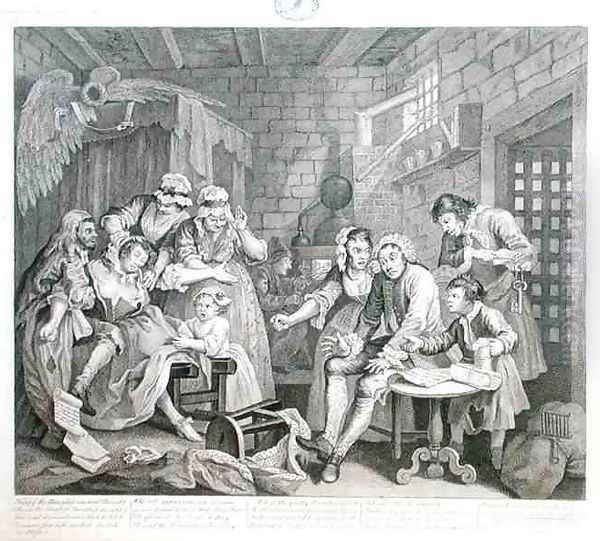 The Rake in Prison plate VII from A Rakes Progress Oil Painting by William Hogarth